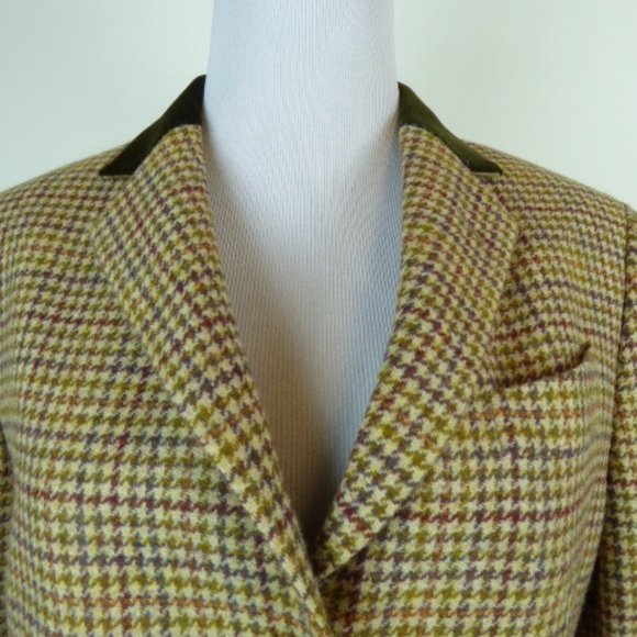 Brooks Brothers Blazer chesterfield houndstooth plaid velvet collar wool 10 - Picture 2 of 10